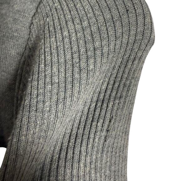 Toccin Gray Knit Tie Front Turtleneck Long Sleeve Sweater Midi Dress Sz M - Picture 9 of 15